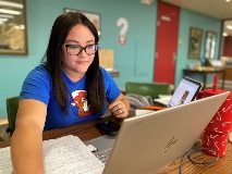 VC student working on laptop