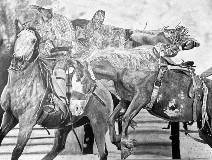 Black and white western art of a cowboy on a horse by a VC student