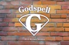 Godspell production logo on a brick background