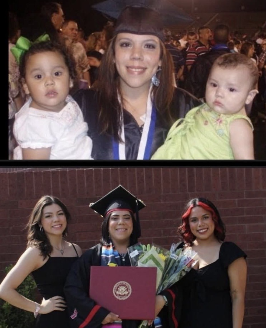 Michelle with her two daughters at VC and UHV graduations