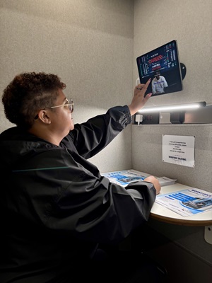Student uses Workforce Pod at Victoria College