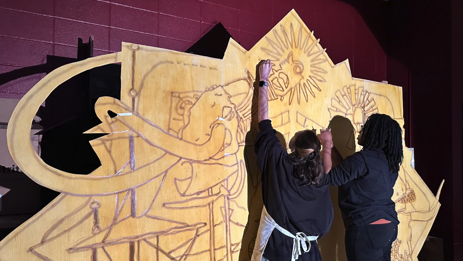 Students work on sketching the design