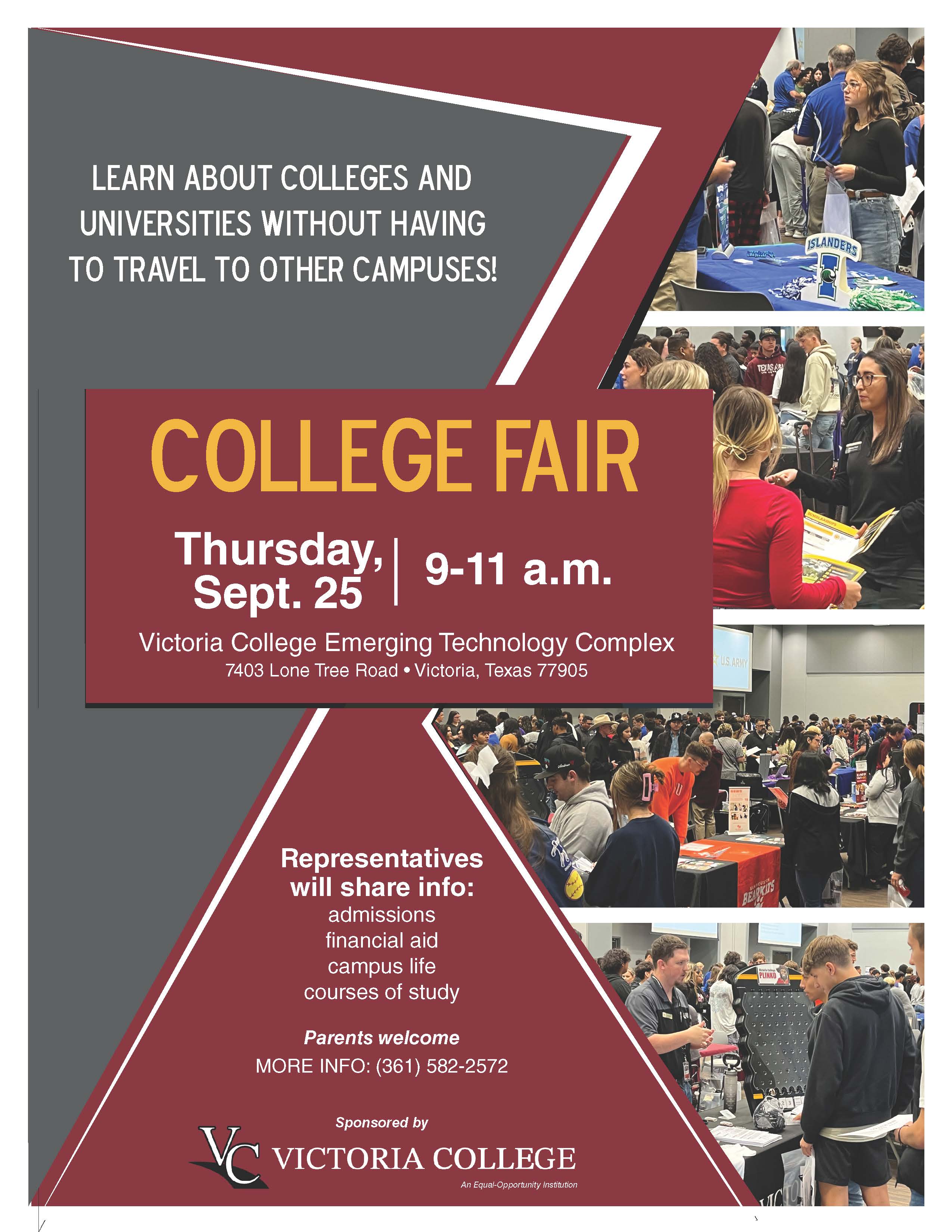 VC 2025 College Fair Flyer with text and information